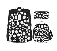 vacsAX Zaino impermeabile leggero con scritta "Blessed to be Callled Sunflower", set da 3 pezzi, con borsa per il pranzo, astuccio per ufficio e scuola, A pois bianchi e neri, Taglia unica