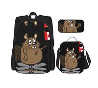 vacsAX Zaino impermeabile leggero con scritta "Blessed to be Callled Sunflower", set da 3 pezzi, con borsa per il pranzo, astuccio per ufficio e scuola, Simpatico castoro, Taglia unica