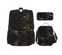 vacsAX Zaino impermeabile leggero con scritta "Blessed to be Callled Sunflower", set da 3 pezzi, con borsa per il pranzo, astuccio per ufficio e scuola, Sfondo nero e oro, Taglia unica