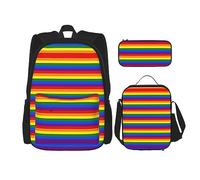 vacsAX Zaino impermeabile leggero con Statua della Libertà a New York (set da 3 pezzi) con borsa per il pranzo, astuccio per ufficio e scuola, Motivo arcobaleno., Taglia unica