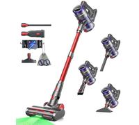 VACTechPro Aspirapolvere Senza Fili, 48000Pa/70Min Scopa Elettrica Senza Fili, 1.6L Aspirapolvere Super Silenzioso, Aspirapolvere Verticale con GreenSight™, 8 Strati di Filtrazione, Rosso