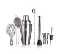 Vacu Vin Cocktail Set Plus - 7 Strumenti Essenziali per Mescolare e Servire Cocktail - Lavabile in Lavastoviglie - Shaker, Doppio Jigger, Pestello, Colino Hawthorne