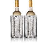 Vacu Vin Raffreddatore per Vino Flessibile - Riutilizzabile - Argento - Glacette per Bottiglie - Raffreddamento Rapido per Dimensioni Standard (Confezione da 2)