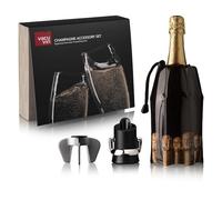 Vacu Vin Set di Accessori Champagne (3 Pezzi) | Refrigeratore, Tappo per Champagne e Beccuccio, Apribottiglie