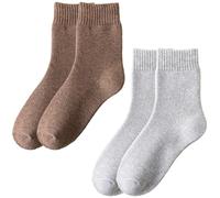 VACUBXBY 2 Paia Calzini Uomo & Donna Autunno Inverno Morbidi Caldi in Cotone Spesso Calze di Spugna Felpato Casual Moda Comfortevole, Calze Cotone per Sport, Running, Lavoro, Casa(Grigio e Marrone)