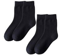 VACUBXBY 2 Paia Calzini Uomo & Donna Autunno Inverno Morbidi Caldi in Cotone Spesso Calze di Spugna Felpato Casual Moda Comfortevole, Calze Cotone per Sport, Running, Lavoro, Casa(Nero)
