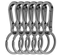 VACUBXBY 6 Pezzi Moschettone Portachiavi Chiavi, Mini Gancio Portachiavi Piccolo per Auto Chiave per Appendere Nello Zaino, Auto(Nero)