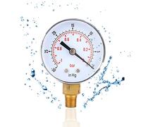 Vacuometro Manometro Depressione, -1-0Bar -30-0inHg 50mm 1/8 BSPT per Acqua, Olio, Aria o Gas