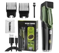 Vacuum Beard Trimmer for Men, IPX6 Waterproof Beard Clipper with 2 Combs, Portatile Rechargeable Razor & Shaver for Mustache, Sideburns & Facial Hair Grooming