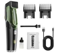 Vacuum Beard Trimmer for Men,IPX7 Waterproof Built-in Electric Shaving Tool,Rechargeable Portable Beard Shavers for Mustache Facial Hairs Grooming (Green, 18.5 * 3.3cm/7.2 * 1.2in)