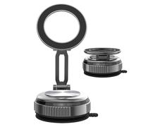 Vacuum Magnetic Phone Holder - Suction Mount Stand for Car Dashboard Windshield | Magnetic Plate Grip with Vacuum Lock Base, Adjustable Viewing Angle Bracket for Hands Free Navigation Video Calls