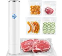 Vacuum Sealer for Food - Cordless Handheld Food Vacuum Saver with 10 Pcs Sealer Bags, Vacuum Sealer Machine for Food Preservation & Fresh - White