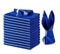 VACVELT Confezione da 12 tovaglioli di raso blu reale, 43 x 43 cm, eleganti tovaglioli smerlati da tavola, tovaglioli quadrati decorativi, tovaglioli in raso setoso per ristorante, banchetti, feste di
