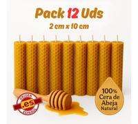Vadeincienso - Lotto di 12 candele originali in cera d'api spagnola fatte a mano 2x10 cm per meditazione e relax