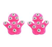 Vadillo 2 massaggianti a forma di palmo, massaggiatori per il corpo, con 9 rulli in metallo a 360 gradi, per la cura del corpo (rosa)