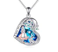 Vadmans Collana in argento Sterling con ciondolo a forma di cuore di Alice nel paese delle meraviglie, con scritta "I Love You Forever", regalo per donne, normal, Argento sterling, Nessuna pietra
