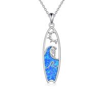 Vadmans Surfboard Collana in Argento Sterling Opale Ciondolo Del Surfista Regalo per le Onde Dell'oceano Gioielli per le Donne