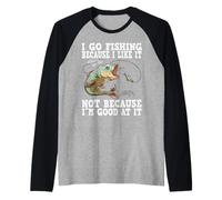 Vado a Pescare perché Mi Piace, Pesca Divertente Maglia con Maniche Raglan