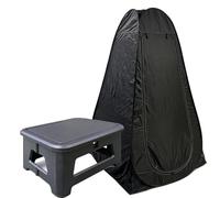 VADO VLTRA Toilette portatile da esterno con tenda pop-up, tenda pieghevole per auto, per campeggio, pesca, viaggi, toilette da viaggio con coperchio come sedia pieghevole, nero: piccolo