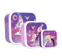 Vadobag Contenitore per snack Unicorn Academy Fresh Bites (3 pezzi) - Set di 3 contenitori per il pranzo a incastro, per snack, scuola, asilo, sport