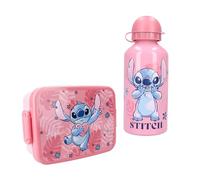 Vadobag Disney Stitch - Contenitore per il pranzo e la borraccia per bambini, set regalo con bottiglia in alluminio, per l'asilo e la scuola, colore: Rosa