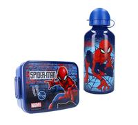 Vadobag Marvel Spider-Man - Contenitore per il pranzo e la borraccia per bambini, set regalo con bottiglia in alluminio, per l'asilo e la scuola, blu