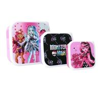 Vadobag MONSTER HIGH Snack Box - Kit Set 3 Contenitori PORTA MERENDA A Incastro - PORTA MERENDA Spuntini Scuola Asilo Sport, 036-4940