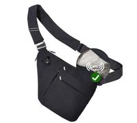 VADOO Borsa a tracolla antifurto, con blocco RFID, per donne e uomini, leggera, per viaggi e sport, nero 2.0, grande, nero, Large