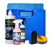 VAE Kit di Lucidatura Manuale Plus per Auto con Valigetta, Lucidante, Sigillante e Detergente Professionali, Inclusi Tampone, Spugna e Panni Microfibra - Auto Lucida e Protetta come dal Detailer