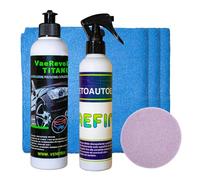 VAE Kit Lucidatura Auto Manuale con VaeRevolution Titanium 225g e VaeFinish 200ml, Tampone Liscio e Panni in Microfibra Inclusi, Lucidante e Protettivo Professionale per Auto Brillante e Protetta