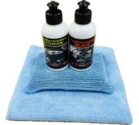 VAE Mini Kit Lucidatura Auto Manuale PLUS, Kit Completo per Rimozione Segni Medio-Profondi, Revolution Titanium + Black 2x100g, Spugna Lucidante e Panno Microfibra, Finitura Professionale Manuale