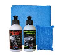 VAE Mini Kit Lucidatura Auto Manuale PLUS, Kit Completo Rimozione Segni Medio-Profondi, Revolution Titanium 100g + Revolution Black 100g, Spugna Lucidante e Panno Microfibra, Finitura Professionale