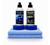 VAE - MINI KIT LUCIDATURA MANUALE PLUS CUT Kit completo correzzione segni profondi e finitura, Revolution Titanium 100 gr + Revolution Cut 100 gr, 2 tamponi 80 mm, 2 panni in microfibra