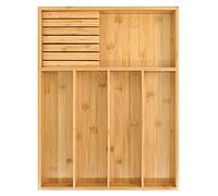 VaeFae Organizer per posate in bambù, porta utensili per cassetto, vassoio per posate in legno con divisorio per cucina, posate e blocco coltelli rimovibile, 32 x 43 pollici