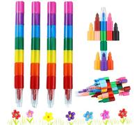 VAEIORP 10 Pezzi Pastelli a Cera Impilabili per Bambini, Matite Colorate a Forma di Blocchi, Set Arcobaleno per Ragazzi e Ragazze, Ideale per Compleanni e Regali per Feste (Arcobaleno)