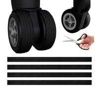 VAEIORP 4 pezzi protezione per ruote trolley, copriruote in silicone antiscivolo e silenzioso, impermeabile e resistente all'usura, copertura in silicone per ruote valigia (Nero)