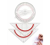 VAEIORP Goniometro Set 3 Pezzi, 2 Triangolari + 1 Intero 360 Gradi, Marcature Nitide su Plastica Trasparente per Misurazione Angoli Esatta e Zero Errori a Scuola