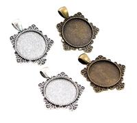 Vaeltor Vassoi Pendenti 80pcs Argento Antico & Bronzo Cabochon Base Impostazioni 20mm Risultati Gioielli, Misura unica, Acetato, Senza pietre preziose