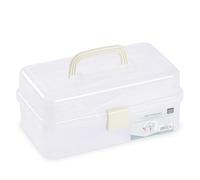 Vaessen Creative 1009-008 portaoggetti con Coperchio e Maniglia, 3 Ripiani, Scatola per Attrezzi, Materiali Fai da Te, Gioielli, Accessori da Cucito o Altri Piccoli Utensili, 31 x 17 x 15 cm