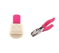 Vaessen Creative 3-in-1 Punzonatrice Scallop Tag & Round Hole Punch 3mm, Metallo, Rosa, Beige, Metallico