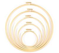 Iris Ohyama Vaessen Creative Cerchi da Ricamo per l'artigianato in bambù, Set di 5, Acchiappasogni, Telaio a Punto Croce, Cerchio da Appendere al Muro di macramè e Uncinetto, 5 unità