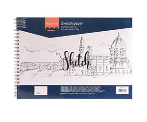 Vaessen Creative Florence 200307-01 - Carta da disegno, formato A3, 60 pezzi, 130 g/m², per matita, grafite e inchiostro, carta creativa di alta qualità, per schizzi, colore bianco, formato A3