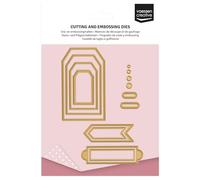 Vaessen Creative Fustelle da Taglio e Goffratura - Banner & Etichette - 14 Pezzi da 0,3 x 0,3 cm a 5 x 8,5 cm - per il Fai Da Te, Lavori di Carta - con Mini Macchine da Taglio e Embossing