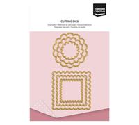 Vaessen Creative Fustelle da Taglio e Goffratura - Cerchi & Quadrati Ondulati - 6 Pezzi da 2,6 a 5,5 cm - per il Fai Da Te, Lavori di Carta - con Mini Macchine da Taglio e Embossing