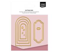 Vaessen Creative Fustelle Goffratura-Banner Rotondi & Etichette-11 Pezzi da 2 x 5 cm a 5 x 9,5 cm-per il Fai Da Te, Lavori di Carta-con Mini Macchine da Taglio e Embossing, Oro, 14 Unità