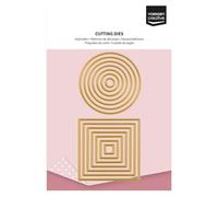 Vaessen Creative Fustelle Set-Cerchi & Quadrati-14 Pezzi da 1 x 1 cm a 7 x 7 cm-Accessori per Fai Da Te, Lavori di Carta e Decorazioni-con Mini Macchine da Taglio e Embossing, Oro, 11 Unità