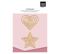 Vaessen Creative Fustelle Set-Stelle e Cuori-10 Pezzi da 1 x 1 cm a 6 x 7 cm-Accessori per il Fai Da Te, Lavori di Carta e Decorazioni-con Mini Macchine da Taglio e Embossing, Oro, 14 Unità