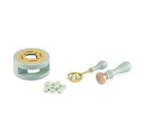 Vaessen Creative Kit Ceralacca - Set con Cucchiaio, Fornelletto, Timbro Cuore, Manico e Perline di Menta - Sigillo per Biglietti, Scrapbooking, Journaling e Inviti Matrimonio