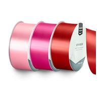 Vaessen Creative Nastro di Raso 3 pz - San Valentino Rosso & Rosa - Nastro Colorati 10 m x 38 mm per il Fai-da-te - Decorazioni Matrimonio - per Regali e Segnalibri