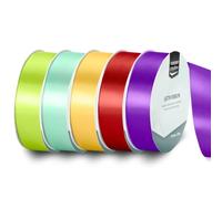 Vaessen Creative Nastro di Raso 5 pz - Primaria Blu, Viola, Verde, Giallo & Rosso - Nastro Colorati 10 m x 25 mm per il Fai-da-te - Decorazioni Matrimonio - per Regali e Segnalibri